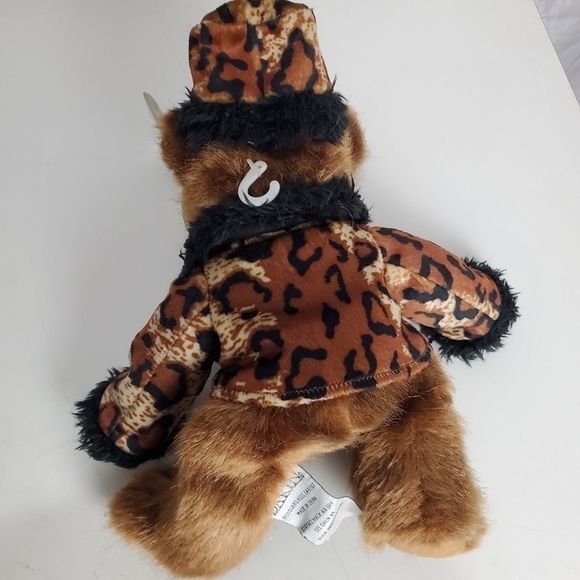 Vintage Dankin Brown Teddy Bear Wearing Leopard Animal Print Outfit 11" Plush - Picture 6 of 9